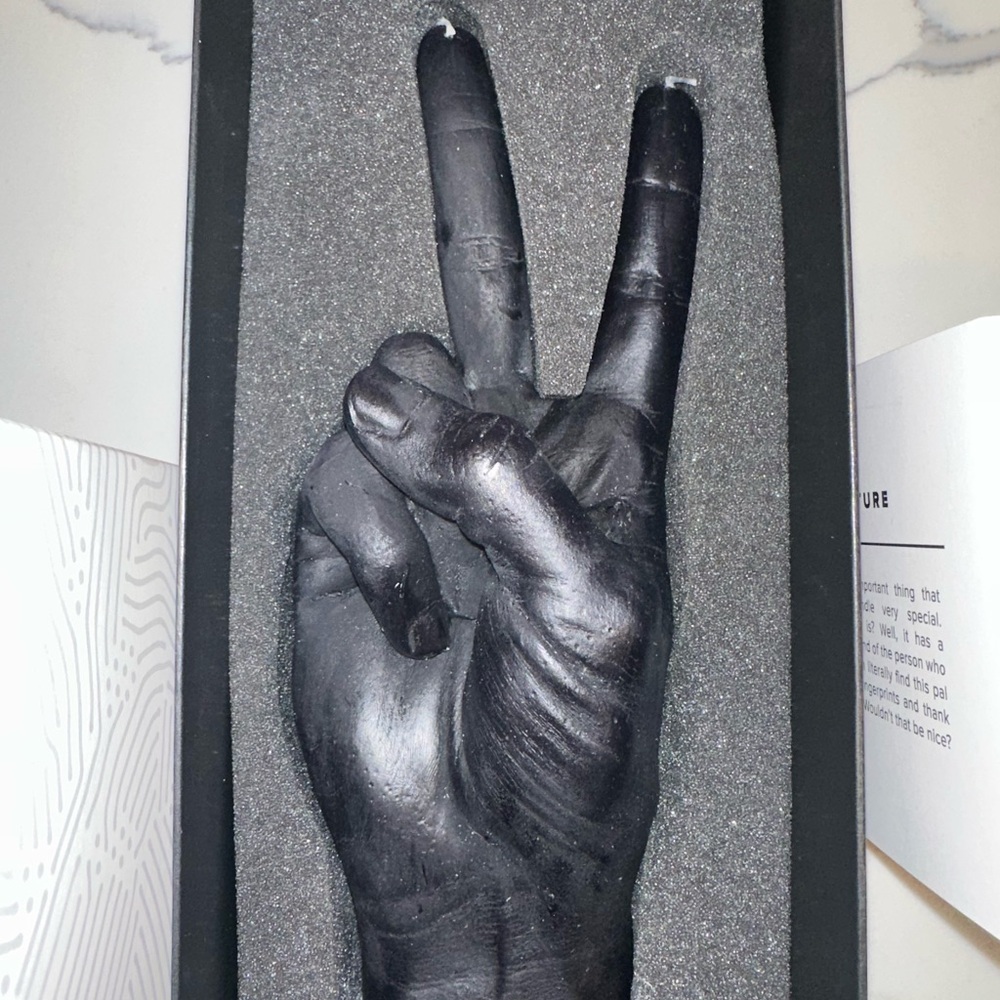 Black Peace Sign Hand Candle